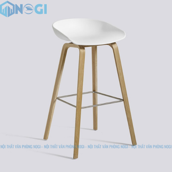 GHẾ BAR MẶT NHỰA CHÂN GỖ CAO CẤP NOGI BAR17