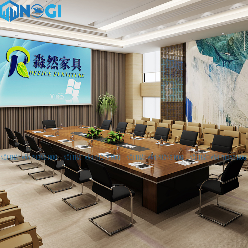 BÀN HỌP GỖ LAN 6M 22 NGƯỜI BH07